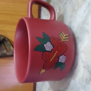 Starbucks Red Double Heart Arrow Ceramic Coffee Mug Cup Love